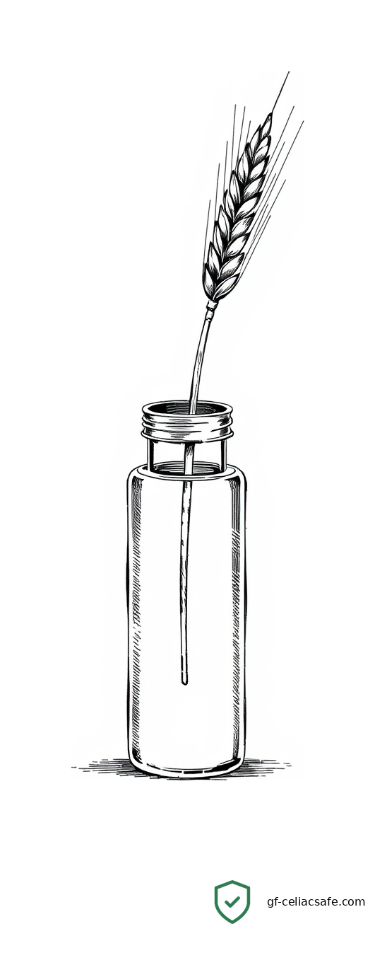 Crosshatch illustration of a prescription pill bottle with several tablets spilling beside it, signaling a medication-mimics-celiac story