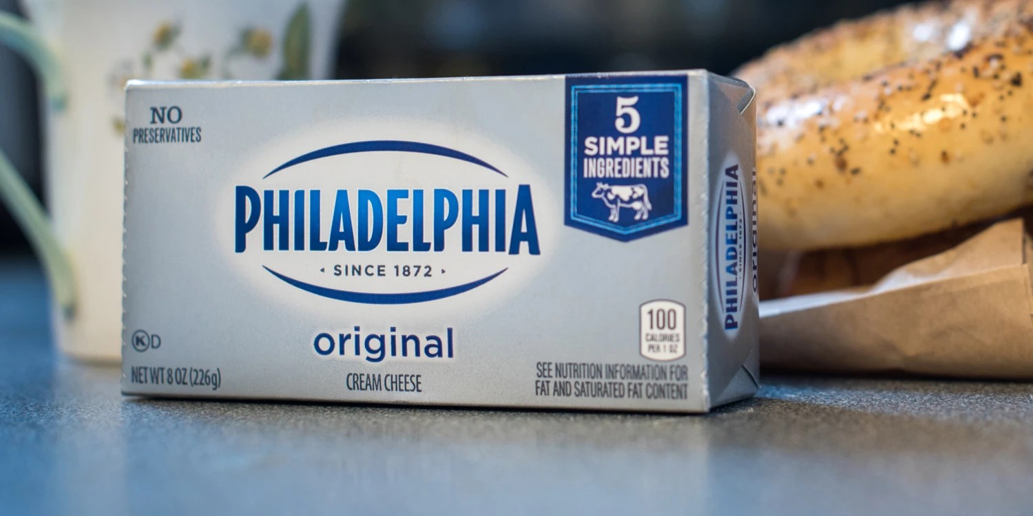 Block of cream cheese with gluten-free status indicator