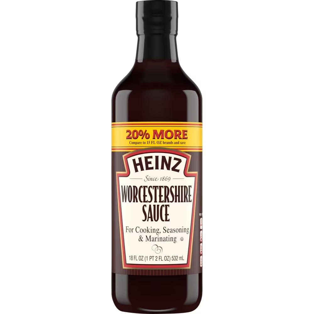Worcestershire sauce bottle with malt vinegar ingredient highlighted